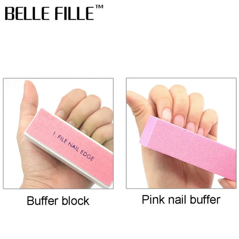 Belle Fille 5 шт. пилка для ногтей блок розовая Чистящая Кисть-инструмент маникюра