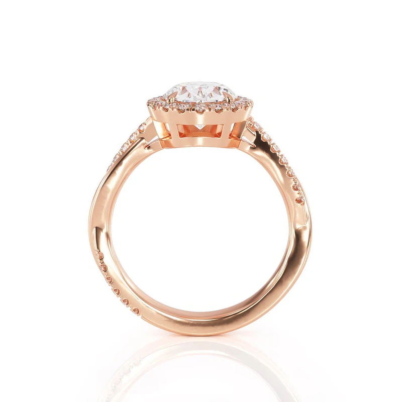 GUYINKU 5x7 мм овальная огранка EF цвет Moissanite Halo Кольцо с твердым 14 к розовое золото обручальное кольцо для женщин ювелирные украшения