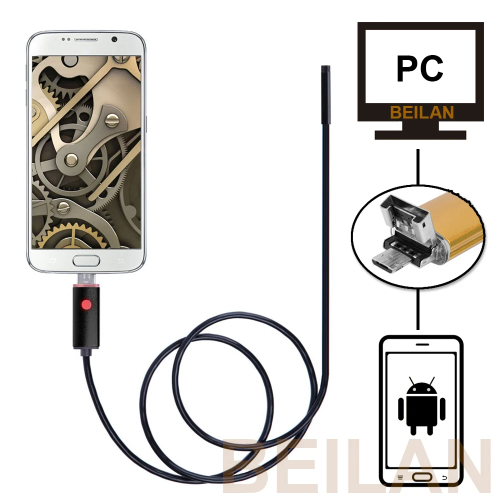 HD USB эндоскопа Android Phone ПК 1 10 м длинный кабель Водонепроницаемый автомобиль