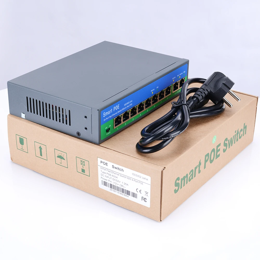 YiiSPO сетевой коммутатор питания через Ethernet локальная сеть с 4+ 2/8+ 2 Порты 10/100 Мбит/с Порты IEEE 802,3 af/at стандартная POE 48V выход для POE камера