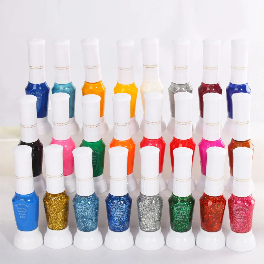 24 цвета двухсторонняя ручка для ногтей и щетка УФ-гель красоты Бесплатная