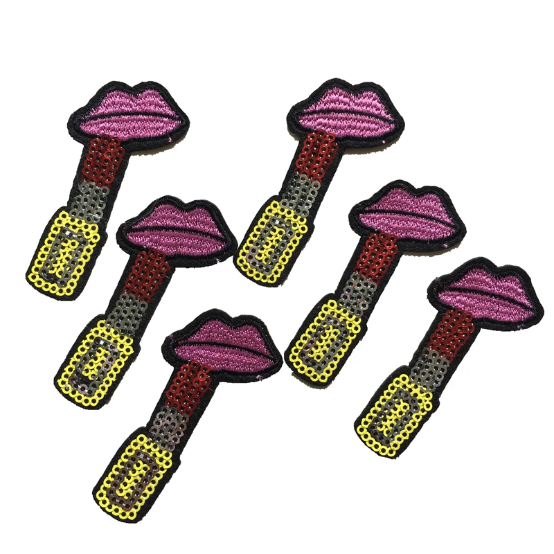 

20 шт. розовые патчи с блестками для губной помады, термоклейкие патчи для одежды, сумок, украшение «сделай сам», аппликация с вышивкой