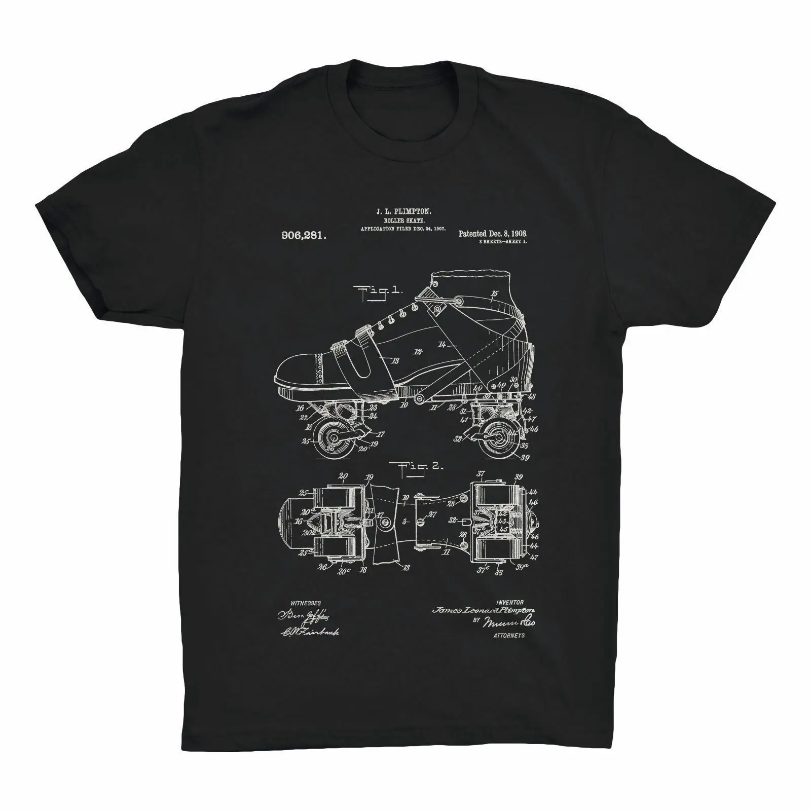Rollerskate Patent t-shirt 1908 роллер-Дерби 100% мягкая хлопковая футболка | Мужская одежда