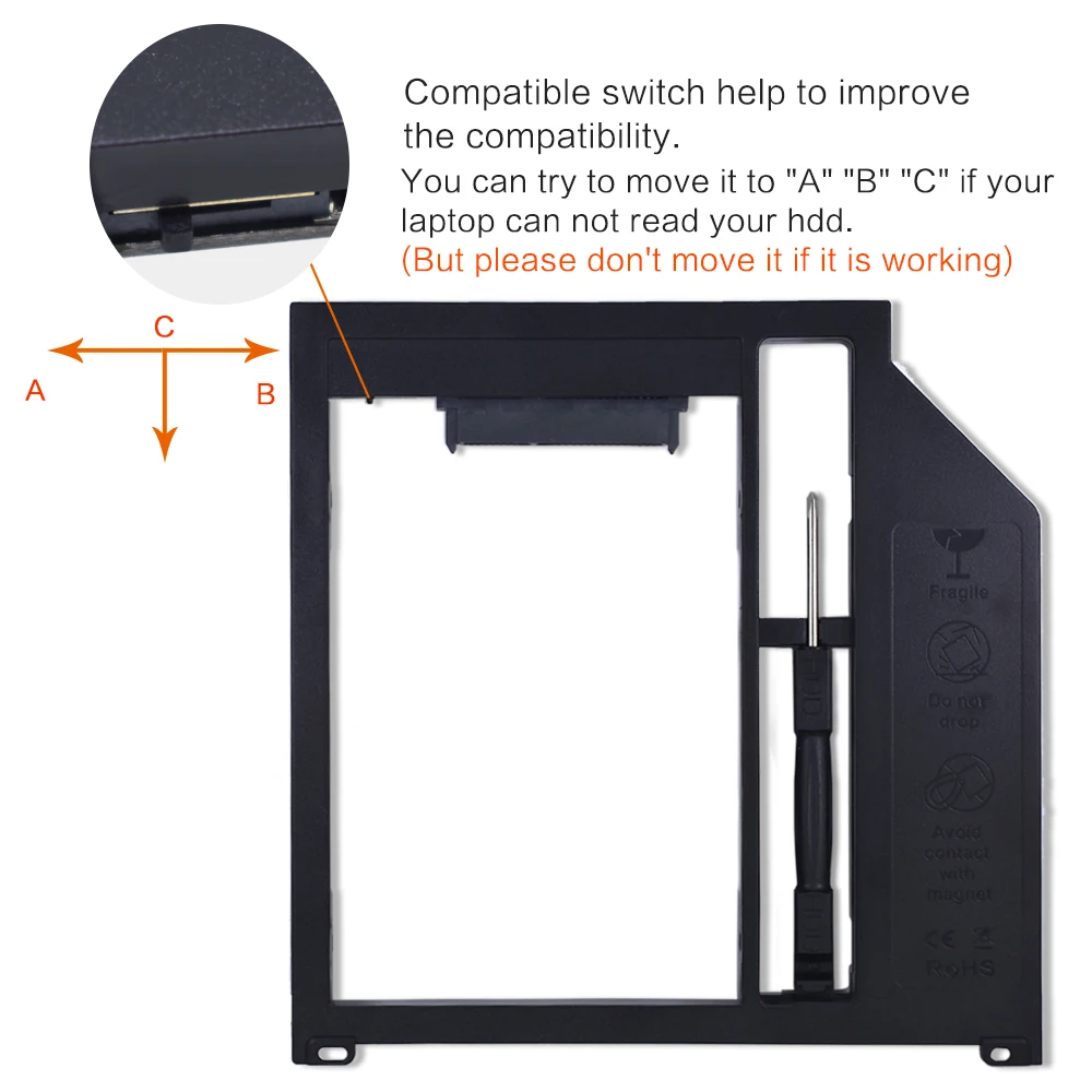 TISHRIC Plactis для Macbook Pro 13 "15" 17 "SuperDrive оптический 2nd HDD Caddy 9 5 мм SATA 3 0 на SSD корпус