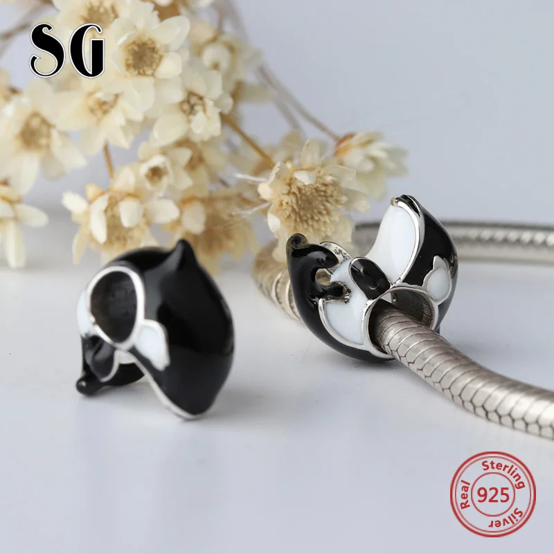 Подлинные Подвески pandora, серебро 925,, антикварная коллекция животных, собака, кошка, мышь, панда, лошадь, браслет, бусины, подарки