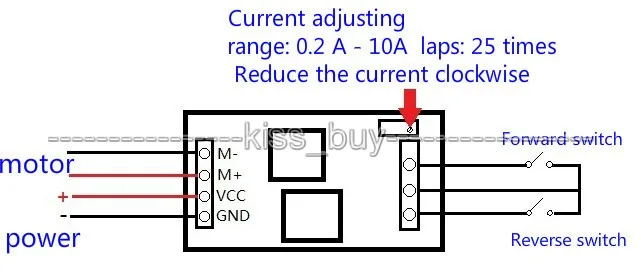 Регулятор движения вперед/назад двигателя постоянного тока 12 В с защитой от