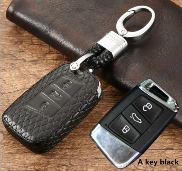 Автомобильный кожаный Футляр для ключей для VW MK7 Beetle Bora Golf Passat Polo Seat Altea Альгамбра Ibiza для Skoda Octavia A5 A7 Kodiaq