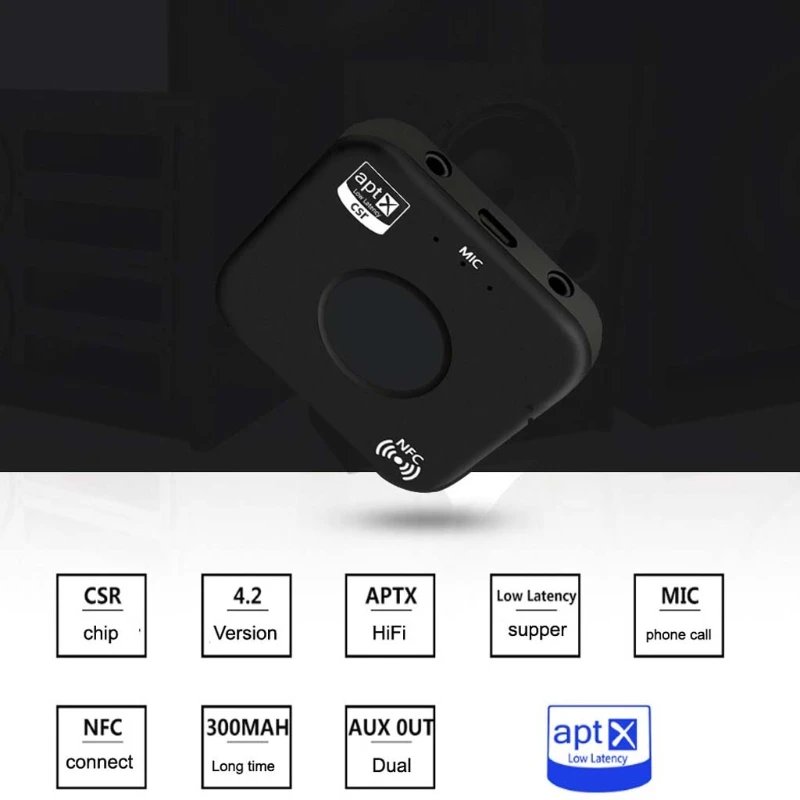 CSR беспроводной 3,5 мм аудио адаптер AUX Bluetooth 4,2 приемник APTX/APTX LL/AAC/SBC