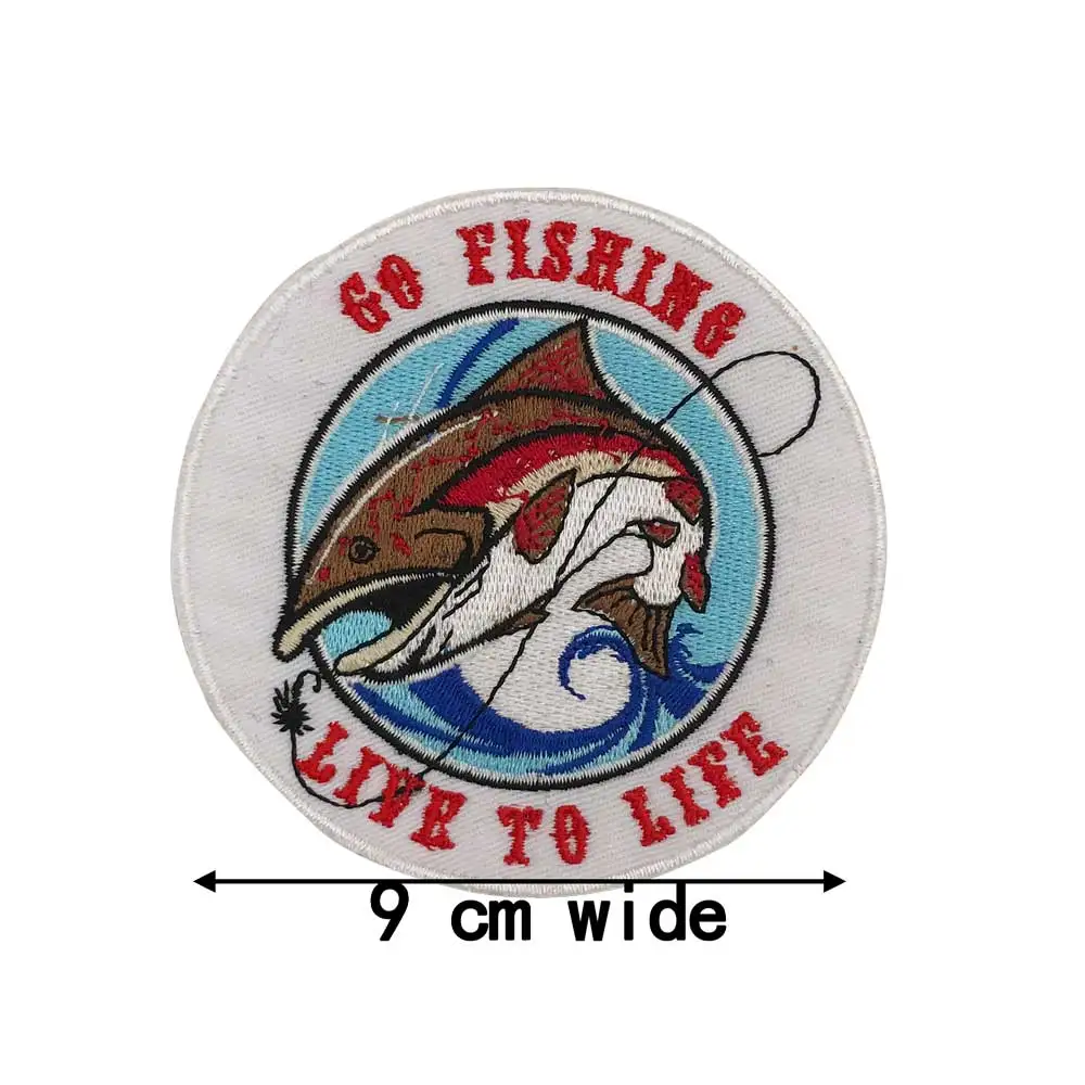 GO FISHING LIVE TO LIFE вышитая аппликация, этикетка для шитья панк байкерские нашивки одежда наклейки аксессуары для одежды значок