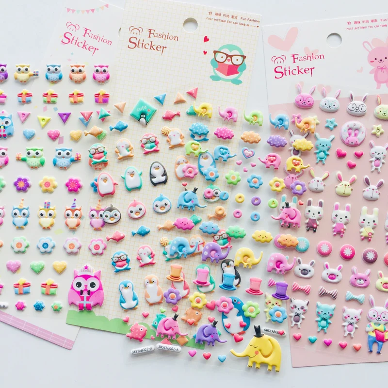1 лист Kawaii сова кролик Пингвин слон пузырьковый Клей DIY стикеры для ноутбука Стикеры для украшения альбома наклейка