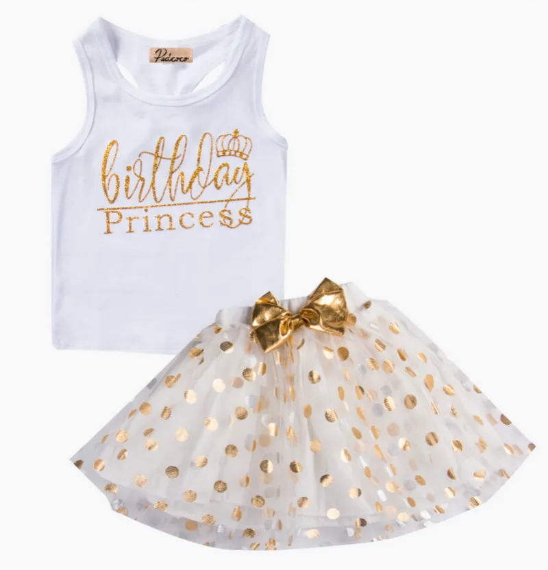 US STOCK Kids Girls Toddler Princess Dress Children Baby Party Pageant Dot Bowknot Clothes Outfit Costume 2pcs | Детская одежда и