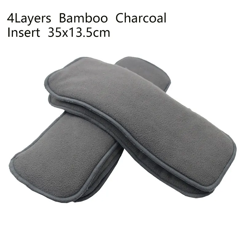 B-4Layers 5pcs Gray Herbabe 5 шт. детские подгузники многоразовые вставки для новорожденных бамбуковый уголь пеленки пеленания вкладыши детская Пеленка из моющейся ткани подгузники - Цвет: B-4Layers 5pcs Gray