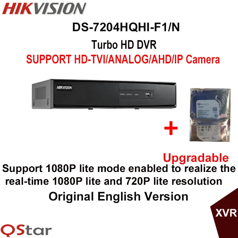 Hikvision Оригинальная английская версия DS 7204HQHI F1/N Turbo HD DVR Поддержка 2MP