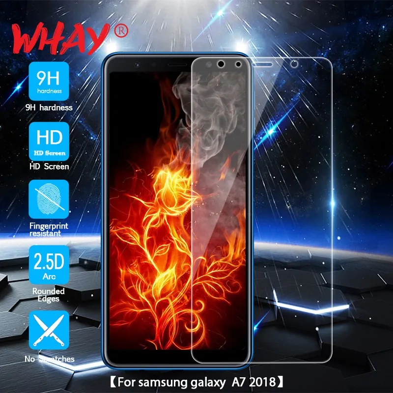 WHAY для Galaxy A7 2018 закаленное Стекло samsung Экран протектор 2.5D с уровнем твердости 9 H