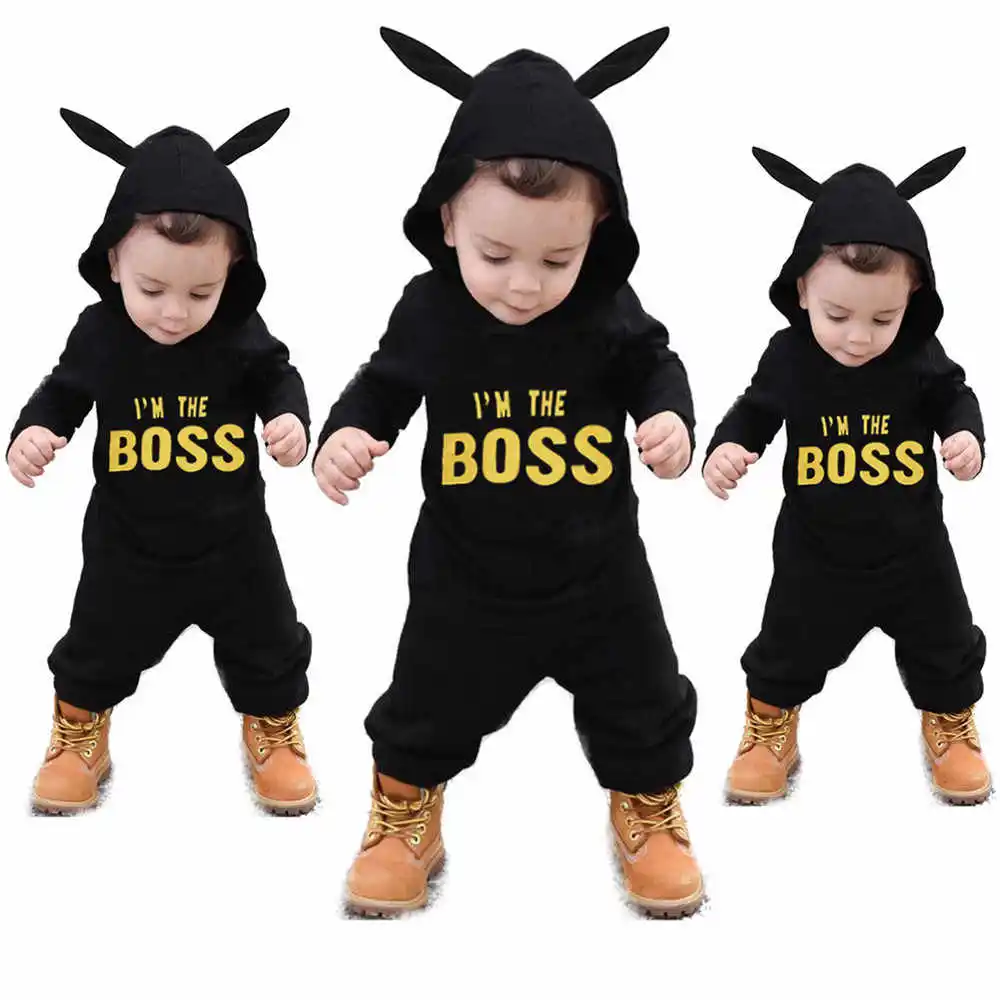 Toddler Kids Baby Letter Boys Girls Hoodie Outfits Clothes Romper Jumpsuit Print Hooded Tops Pullover | Детская одежда и обувь