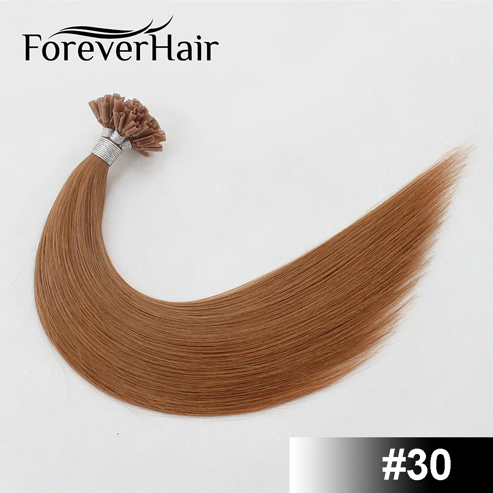 FOREVER HAIR 0,8 г/локон 1" 18" 2" Remy накладные человеческие волосы для наращивания, европейские человеческие кератиновые u-образные накладные волосы, 50 шт - Цвет: #30