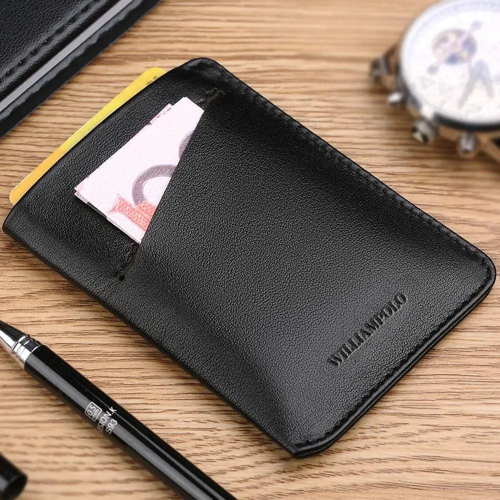 

WilliamPOLO New Mini Wallet Short Ultrathin Slim Credit Card Holder Genuine Leather Organizer Multi Card Case Purse Black Brown