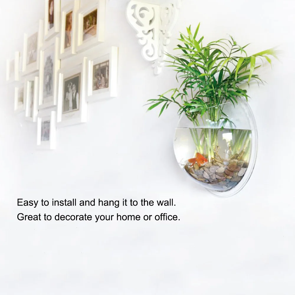 Hang Ball Vase Flower Planter Pot Wall Mount Fish Tanks Goldfish Bowl Acrylic Hanging Aquariums Flowerpot Flower Vase Home Decor