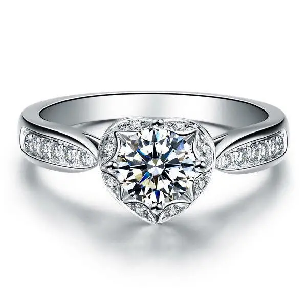 

1Ct Round Cut I-J Romantic Proposal Ring 925 Sterling Silver Ring Non Allergy Never Fade High Quality Jewelry