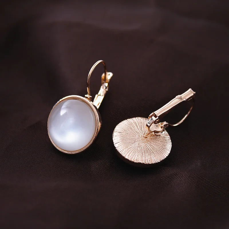 Модные женские серьги с золотым опалом Висячие круглые Классические Вечерние