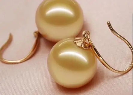 free shipping luxury Noble jewelrynew gorgeous AAA11-12mm south sea round gold pear earring