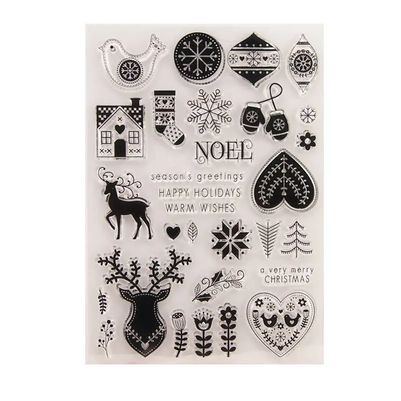 DEER GIFT STAMP Рождественские штампы, дерево, носки с оленями, снеговик, прозрачный резиновый штамп, прозрачные штампы, печать для штамп для скрапбукинга, сделай сам, декоративные - Цвет: DEER GIFT STAMP
