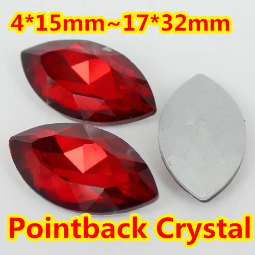

Siam Navette Shape Crystal Fancy Stone Point Back Glass Stone DIY Jewelry Accessory.5*10,7*15,9*18mm,13*27,4*15mm,17*32mm