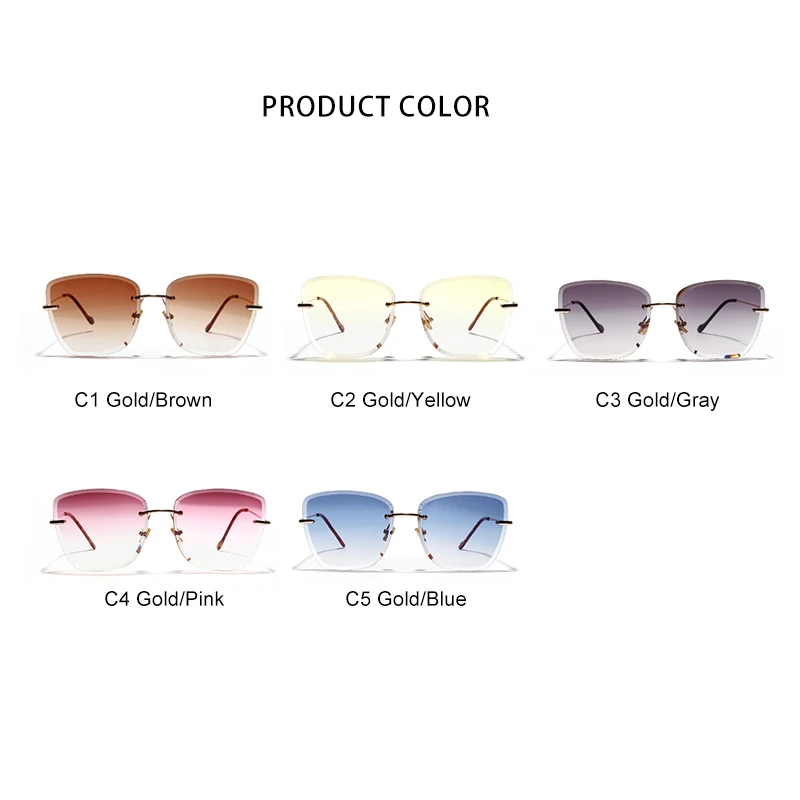 Очки солнцезащитные женские квадратные без оправы ярких цветов ss662 | Аксессуары