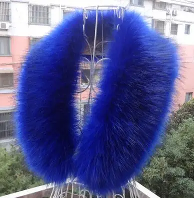 blue Осенне-зимний женский шарф кашне из искусственного лисьего меха енота воротник из искусственного меха с капюшоном 105 см - Цвет: blue