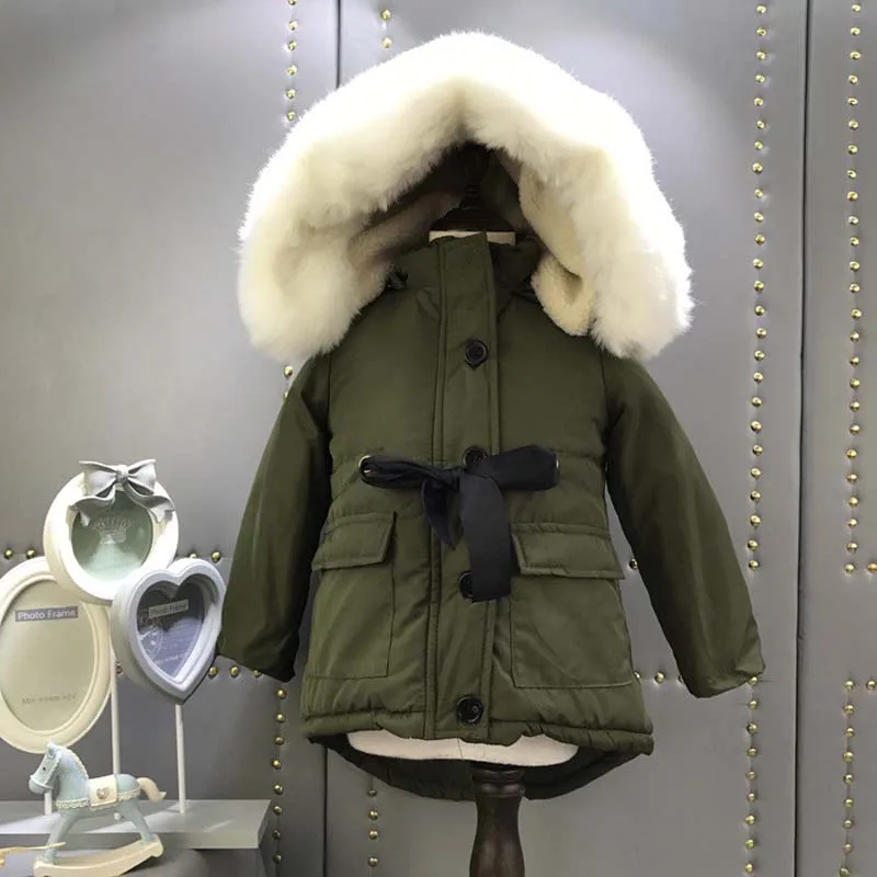 Армейская зеленая детская парка для маленьких девочек куртка пальто с