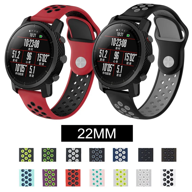 Силиконовый ремешок для Huami Amazfit 2 2s Stratos браслет для Amazfit Pace Quick 22 мм ремешок для часов Ремешок для samsung gear S3 Frontier