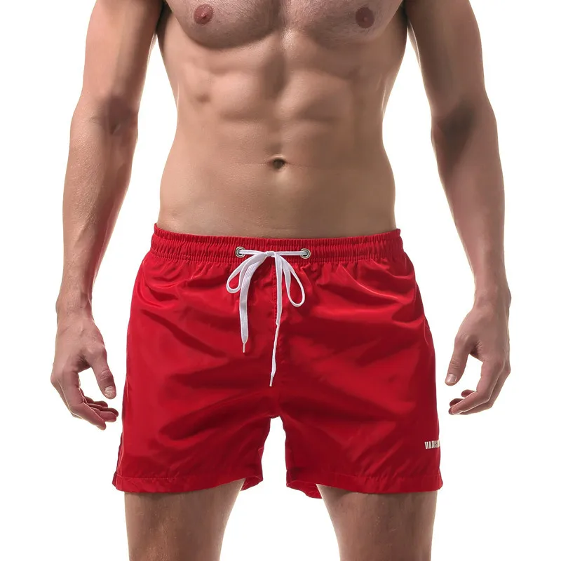 red Купальные костюмы, Мужская одежда, шорты для серфинга и пляжа, быстросохнущая Мужская спортивная одежда, пляжные шорты, шорты, анти-пот, крутые мужские короткие штаны - Цвет: red