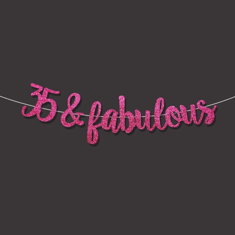 magenta Золотой/черный/серебряный блеск 35& замечательный баннер 35th happpy День Рождения Декор 35 юбилейные праздничные украшения поставки - Цвет: magenta
