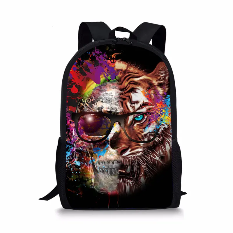 001 THIKIN череп с пламенем Детский рюкзак супер крутой TeenagerBackpack путешествия девочки школьная сумка для мальчиков популярная женская сумка на плечо 16 дюймов - Цвет: 001