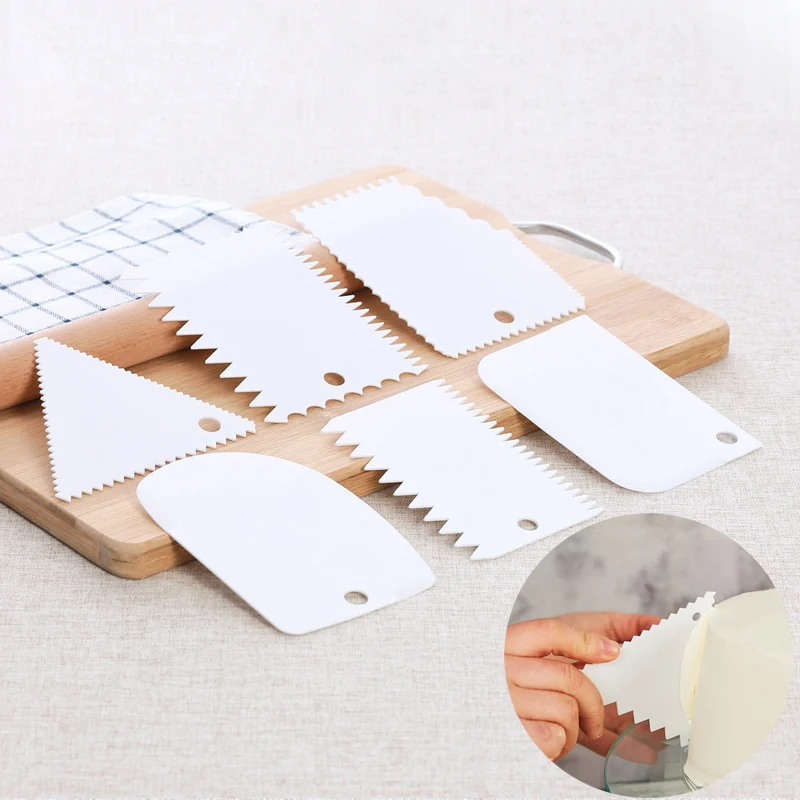 

6pcs DIY Cream Smooth Cake Spatula Cake Dough Fondant Scraper Irregular Plain Smooth Jagged Edge Spatula Cutters Cake Decoration