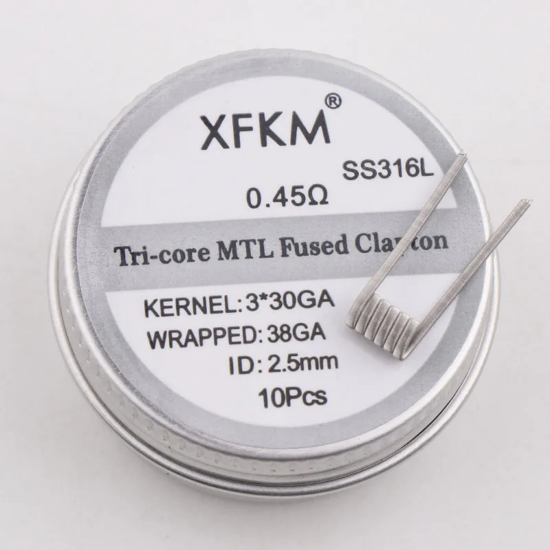 10 шт. XFKM Сверхтонкий MTL плавленый Clapton Предварительно Построенная катушка A1 SS316 Ni80 для MTL Vaper RDA RTA Танк распылители высокое сопротивление