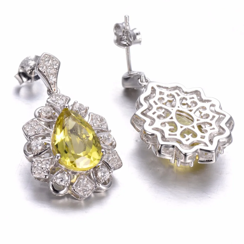 Hutang 6.02 ct Природных Драгоценных Камней Лимонным Кварц Solid Стерлингового Серебра 925