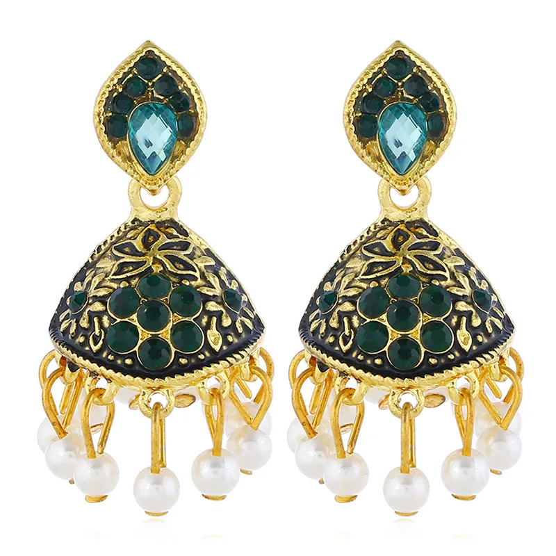 Женские серьги Jhumka Jhumki в этническом стиле ретро модные золотого цвета