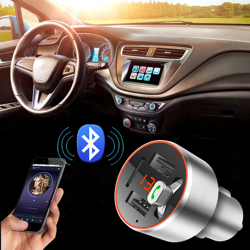 URANT Dual USB Автомобильное зарядное устройство с Bluetooth fm-передатчик беспроводной модулятор автомобили MP3 аудио плеер Поддержка Handsfree TF слот