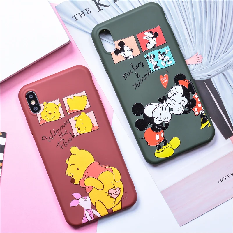 2018 Микки и Минни Маус для iPhone X Case резины с Винни-пухом м/ф Винни-Пуха чехол Xs Max Xr