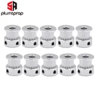 10 шт.лот GT2 синхронный алюминиевый шкив 16-зубы (16 зубов) алюминиевое отверстие диаметром 5 мм подходит для 6 мм шириной GT2 синхронного ремня 3D-принтеры запчасти оптовая продажа