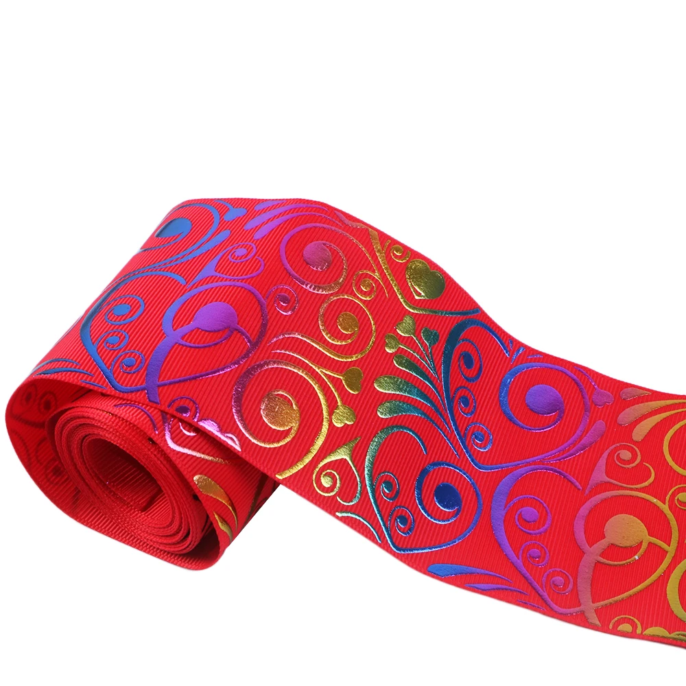 

David accessories 3''75mm flower heart love colors silver grosgrain ribbon 50 yards,DIY handmade materials,gift wrap,50Yc5193