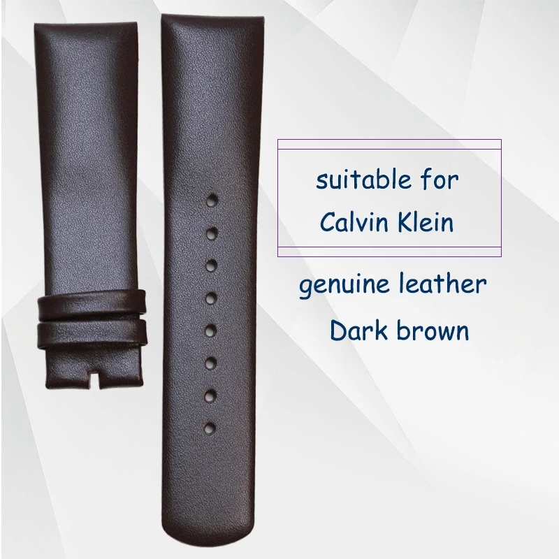 Dark Brown PESNO подходит для Calvin Klein высокого полудня K8 ремешок Ремешок из телячьей кожи Кожаный Браслет Черного и темно-коричневого цвета со штифтовым соединением, с пряжкой - Цвет ремешка: Dark Brown