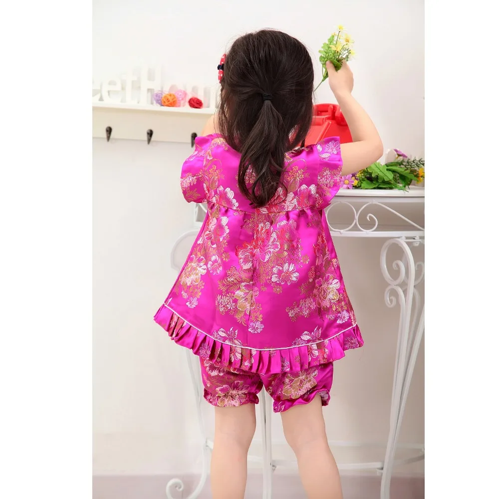 Новинка 2019 летние цветочные комплекты Qipao для детей новогодние китайские платья