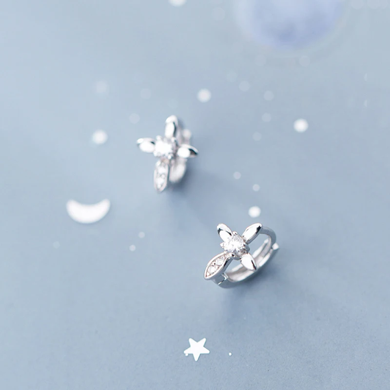 INZATT Trendy Geometric Zircon Cross Hoop Earrings Charm 925 Sterling Silver Fine Jewelry For Women Birthday Party Accessories | Украшения