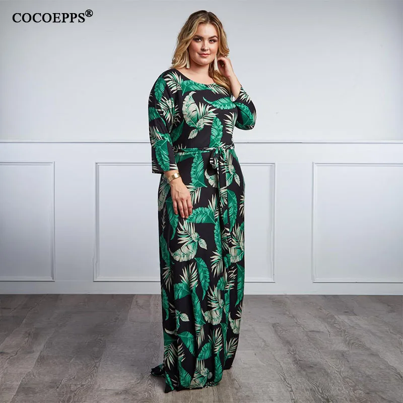 

5XL 6XL Floral Maxi Dress Big Size Winter Dress Plus Size Women Dress Elegant Casual Long Dress Large Size vestidos verano 2019