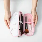 2019 Портативный Фламинго неоновые кактус косметичка двойной Слои дорожный мешочек для косметики сумки круговой женская сумка для макияжа щеточка Органайзер