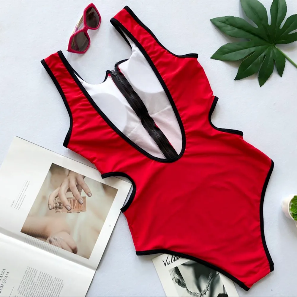 One Piece Swimsuits for Women High Cut White Red Solid Bikini Brazilian Girls micro Swimwear 2018 Sexy Swimming Suit | Спорт и