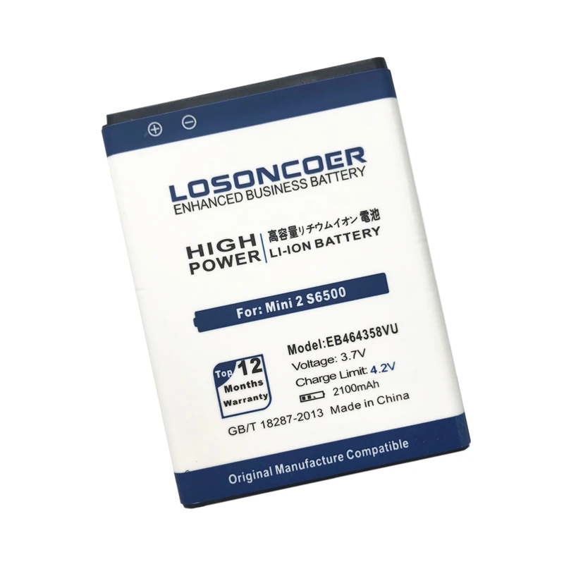 Аккумулятор LOSONCOER 2100 мАч EB464358VU для Samsung Galaxy Y Duos S6102 Mini 2 S6500 S6802 Ace Plus S7500