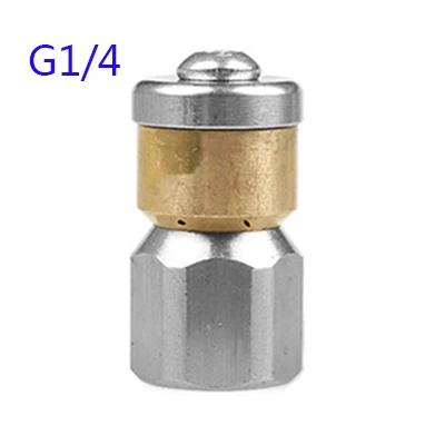 Шайба высокого давления из нержавеющей стали G1/4 G3/8 и аксессуар BSP 1/4 G3/8 на входе 3 сопла шланг Металлическая Насадка вращающаяся канализационная насадка - Цвет: Золотой